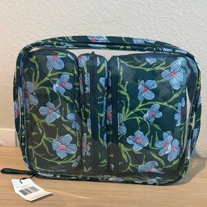 Vera Bradley Blue and Green Floral Cosmetic Bag Set